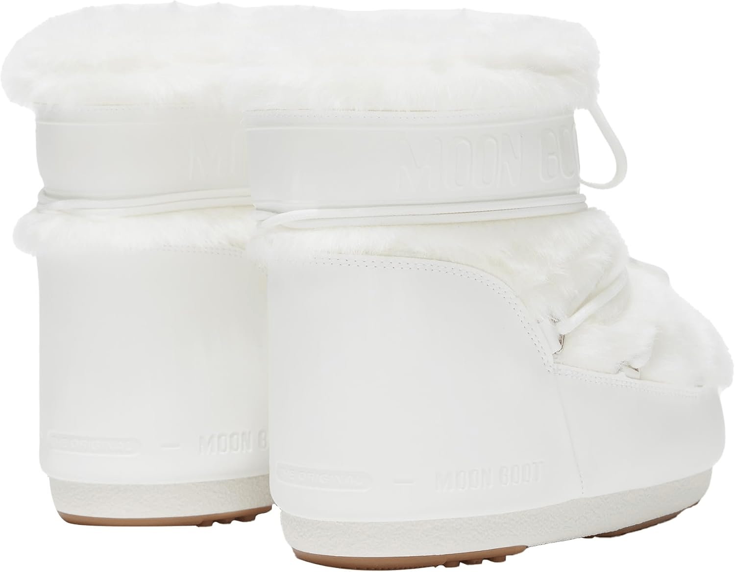 Low Moon Boots White Fur Short Slip-On Logo