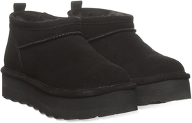 BEARPAW Retro Super Shorty Black Fur Boots logo
