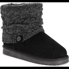 MUK LUKS Laurel Black Fur Lined Boots Logo