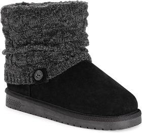 MUK LUKS Laurel Black Fur Lined Boots logo
