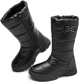 FINIWOR Waterproof Black Fur Moon Boots logo
