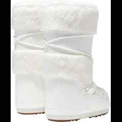 The Faux-Lined White Moon Boots with Fur Logo