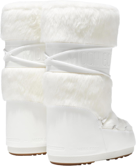 The Faux-Lined White Moon Boots with Fur logo