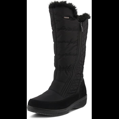 The Sidewalk Survivor Tall Black Fur Boots Logo