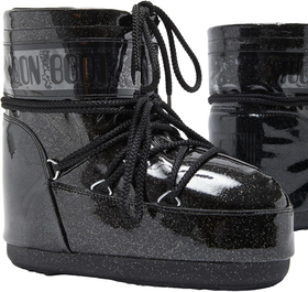 Icon Low Black Fur Moon Boots logo
