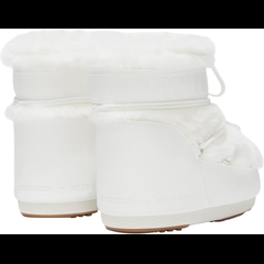 Low Moon Boots White Fur Short Slip-On Logo