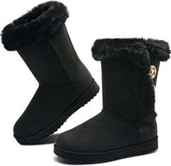 Obtaom Winter Classics β Snow Boots Black Fur Lined Logo