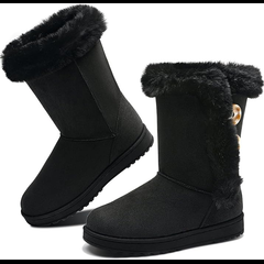 Obtaom Winter Classics β Snow Boots Black Fur Lined Logo
