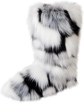 The Winter Shield Calf-High Black and White Fur Boots logo
