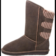 BEARPAW Brown Fur Boots Youth Boshie Edition Logo