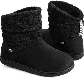 LongBay ladies black fur boots logo